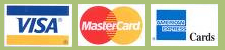 We accept Visa, MasterCard and American Express credit and debit cards